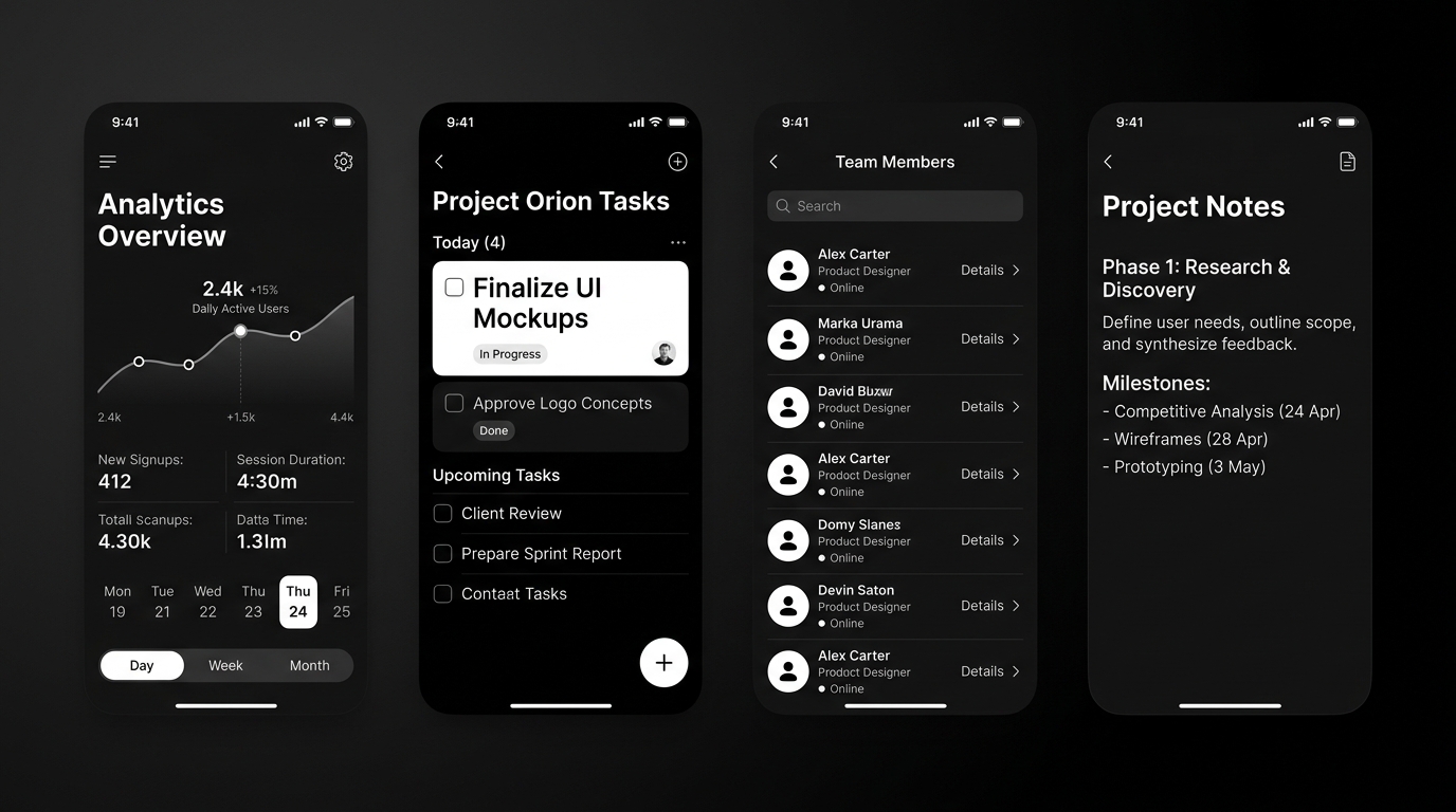 MPS Monochrome Mobile App Interface