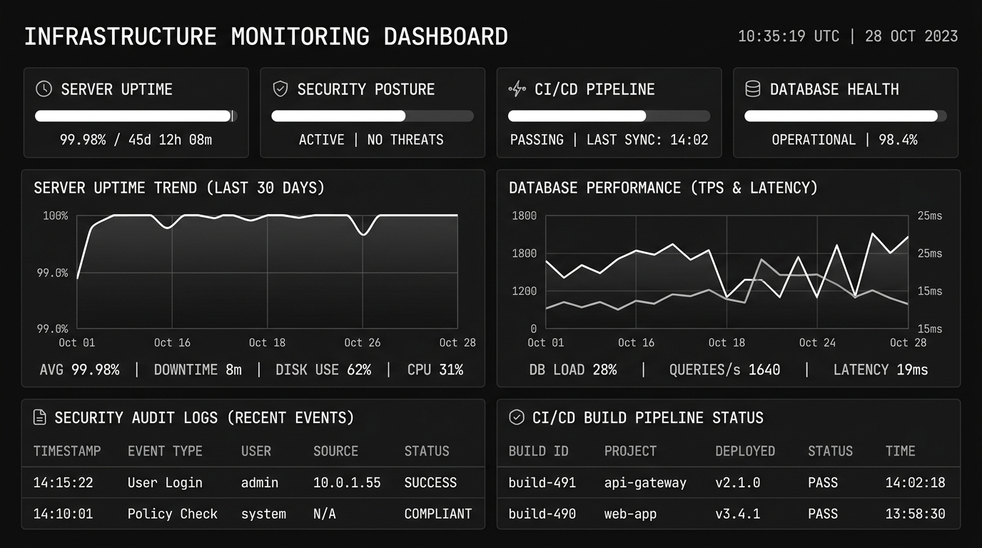 Monochrome Infrastructure and SLA Monitoring Dashboard