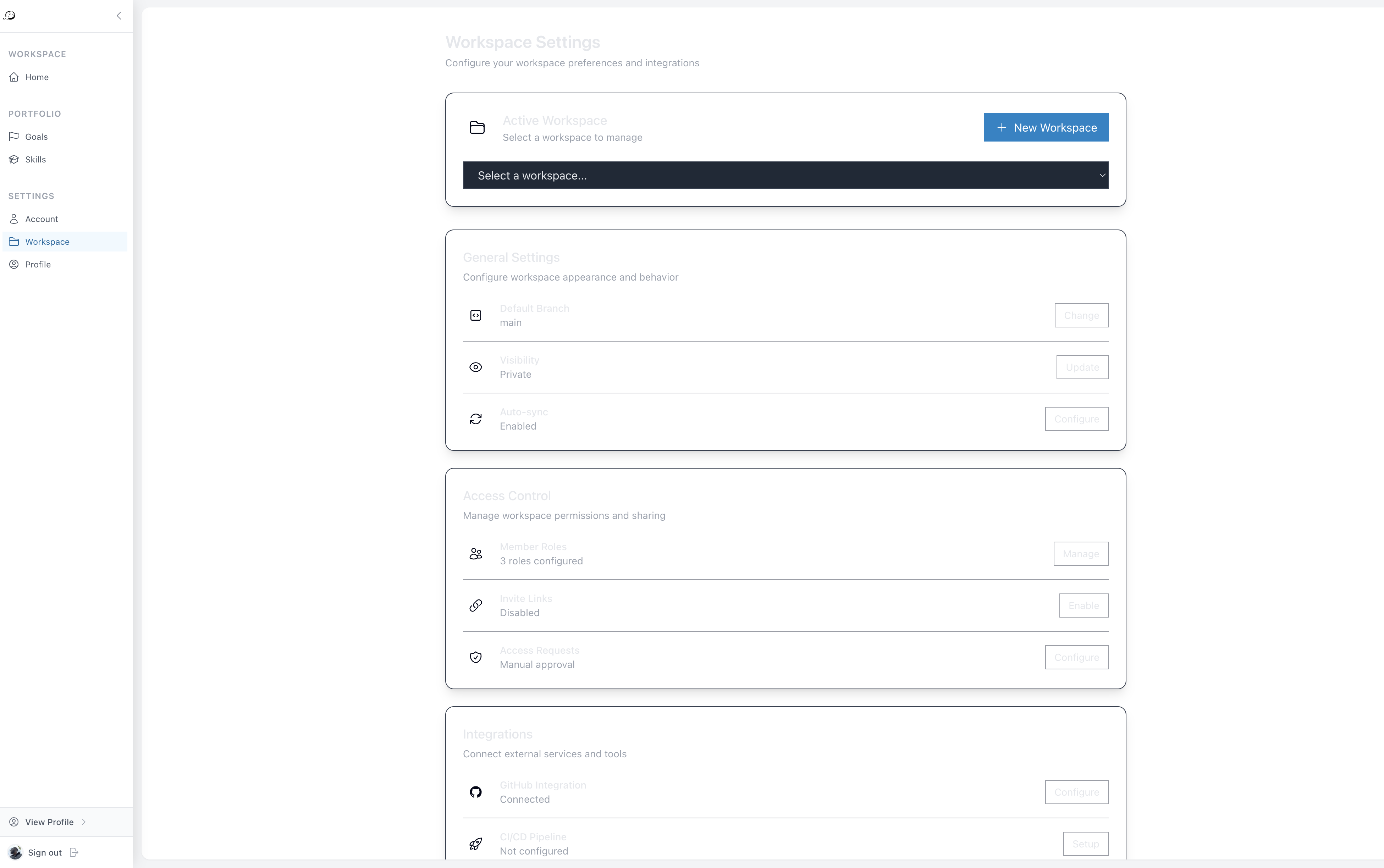 Workspace settings